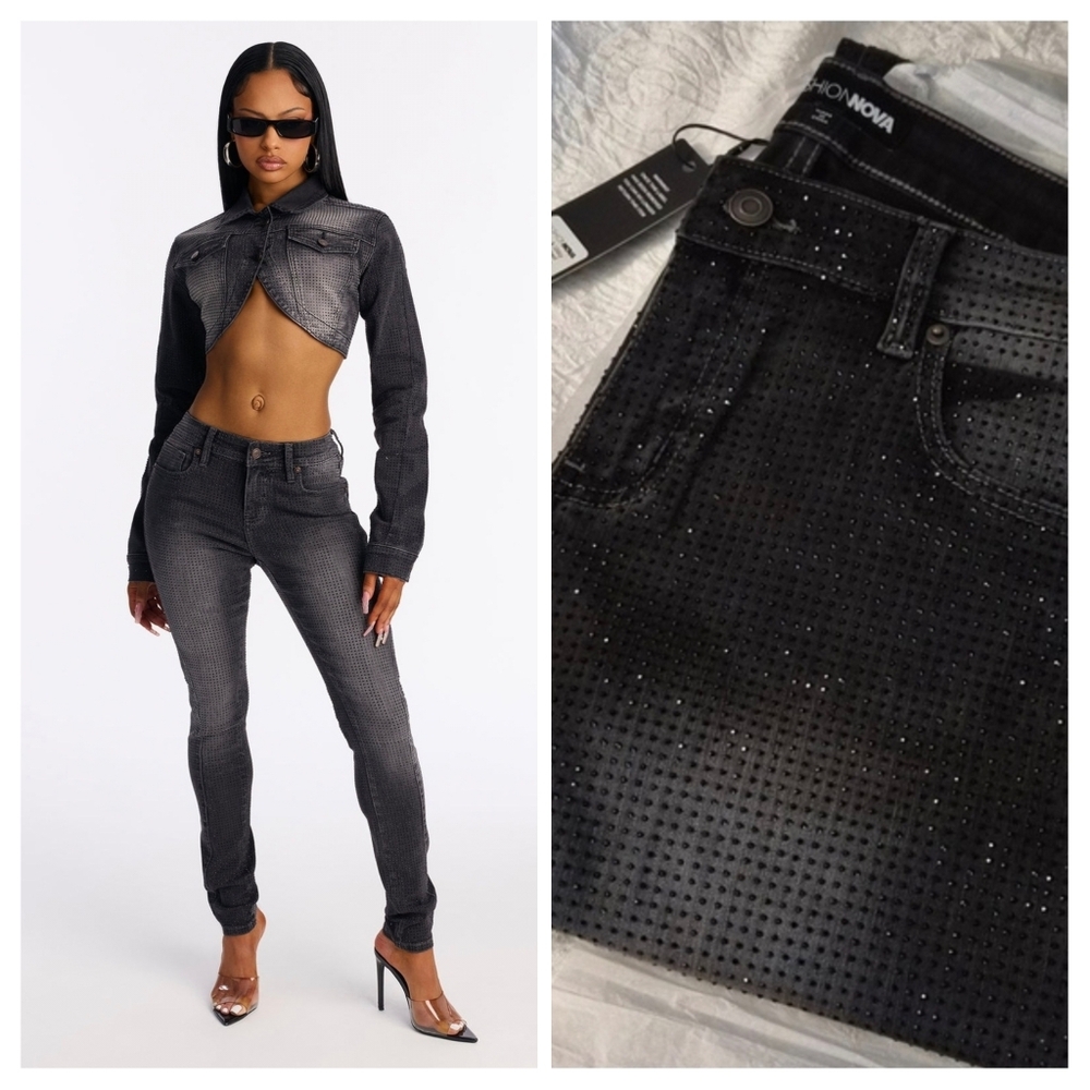 Embellished Skinny Jeans ▪︎ Black Wash ▪︎ Sz 11